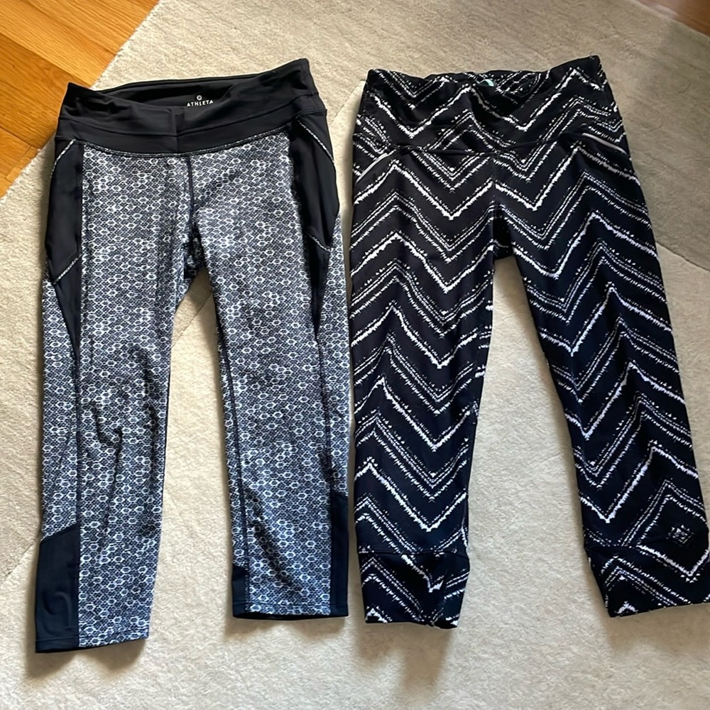 Two pair of Athleta Capri leggings, both size small